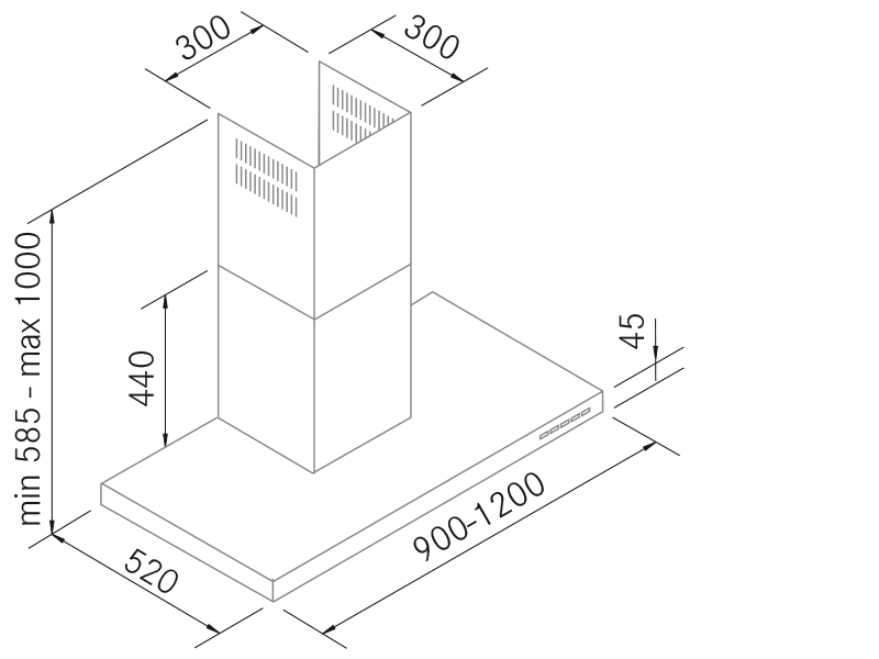 Campanas de cocina de Pared Black Mural Negro - Imagen 4